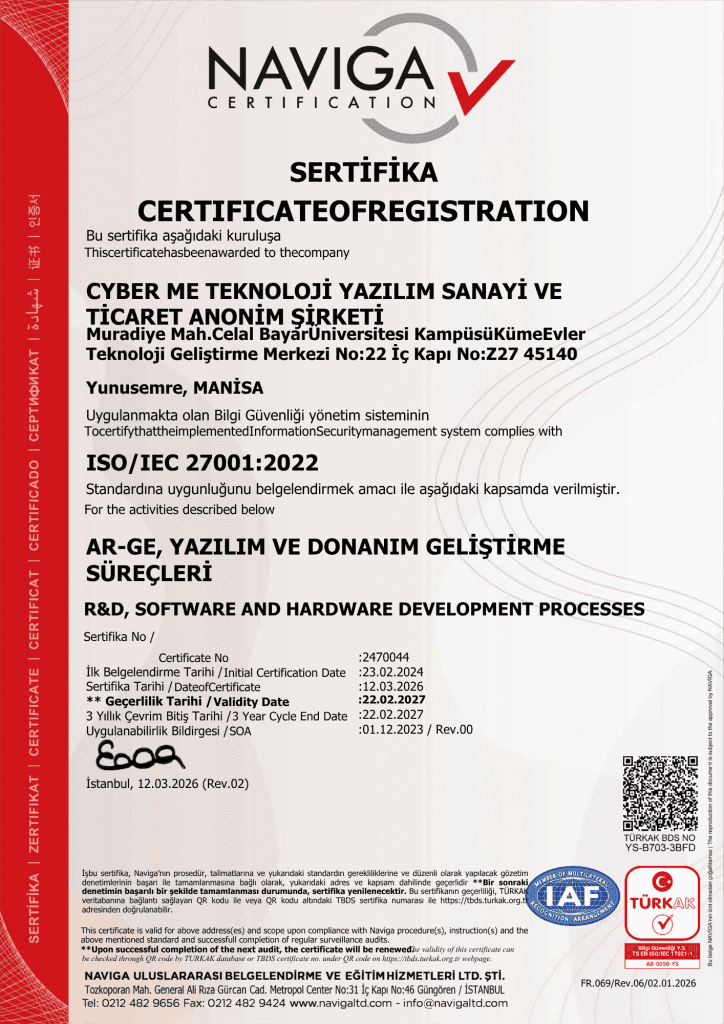 ISO 27001 Bilgi Güvenliği Yönetimi sertifikası